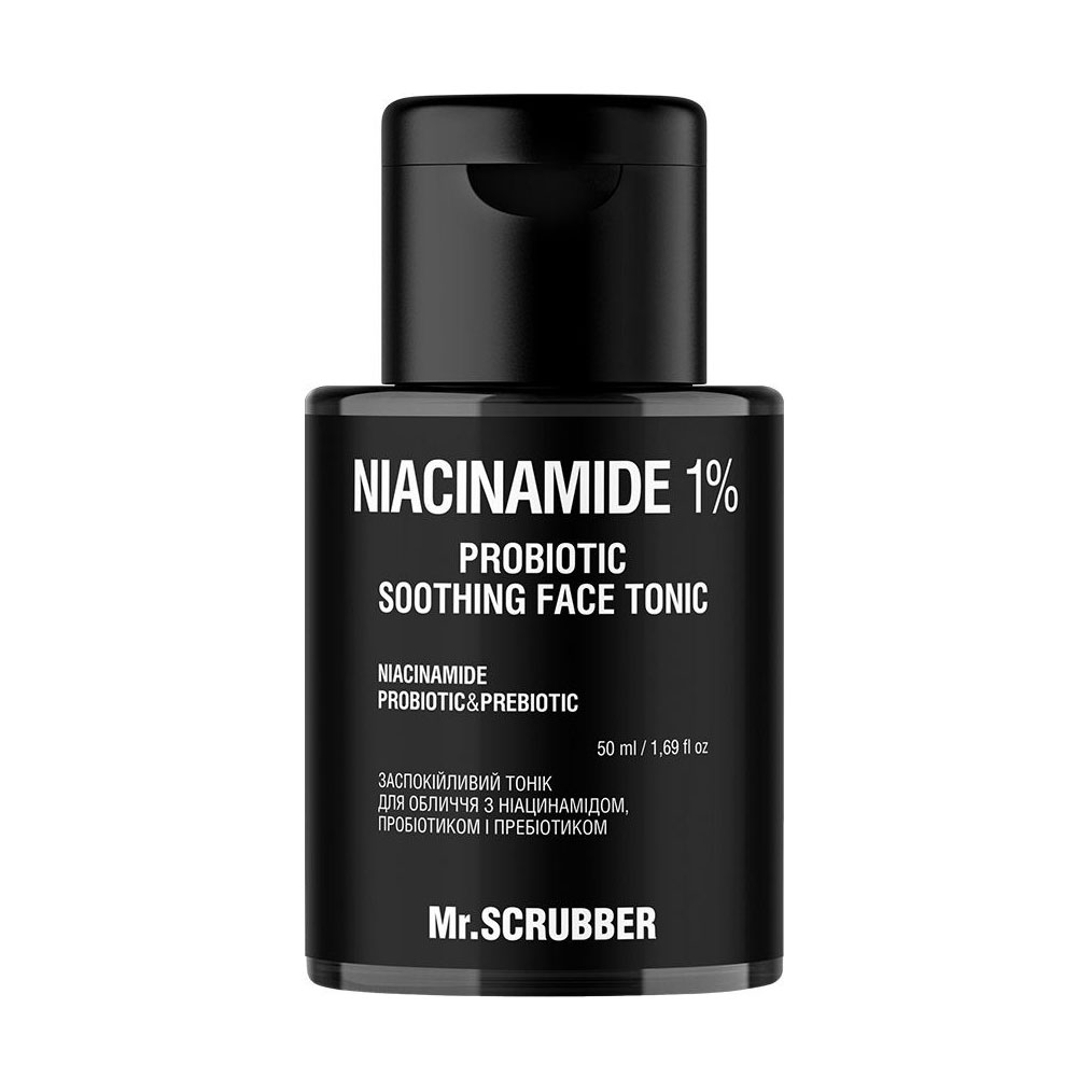 Заспокійливий тонік для обличчя Mr.Scrubber Soothing Face Tonic Niacinamide 1% з ніацинамідом, пробіотиком і пребіотиком, 50 мл